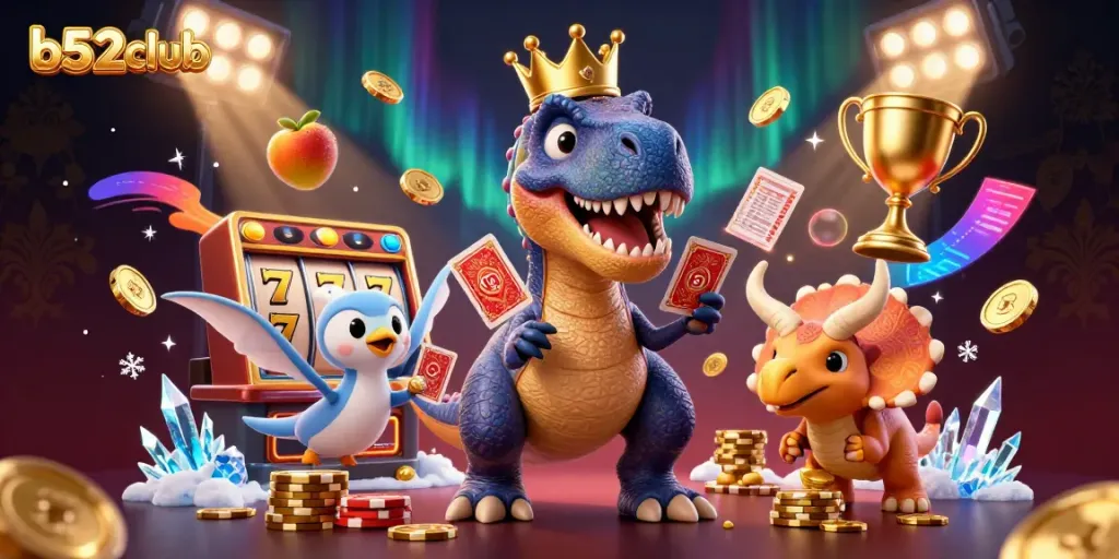 Experience thrilling gameplay at b52club with friendly dinosaurs and vibrant gaming elements.